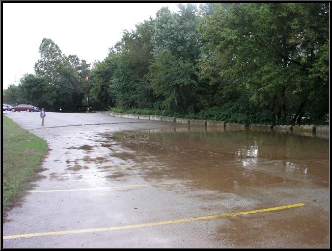 Lock Street parking lot--High water mark visable