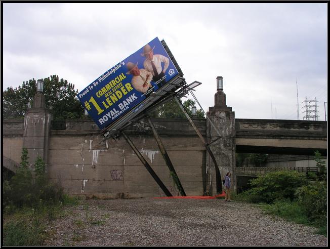 Billboard washout in Stella Ling Park at Green Lane and Main