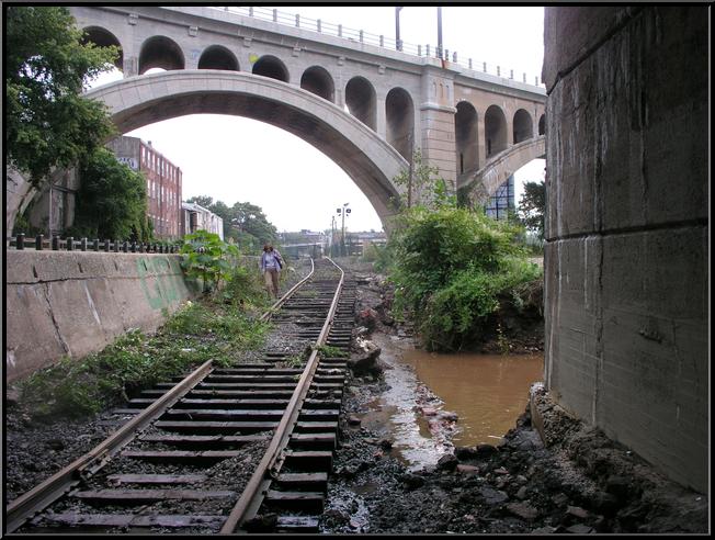 Train Tracks under Green Lane Bridge--Washout damage
