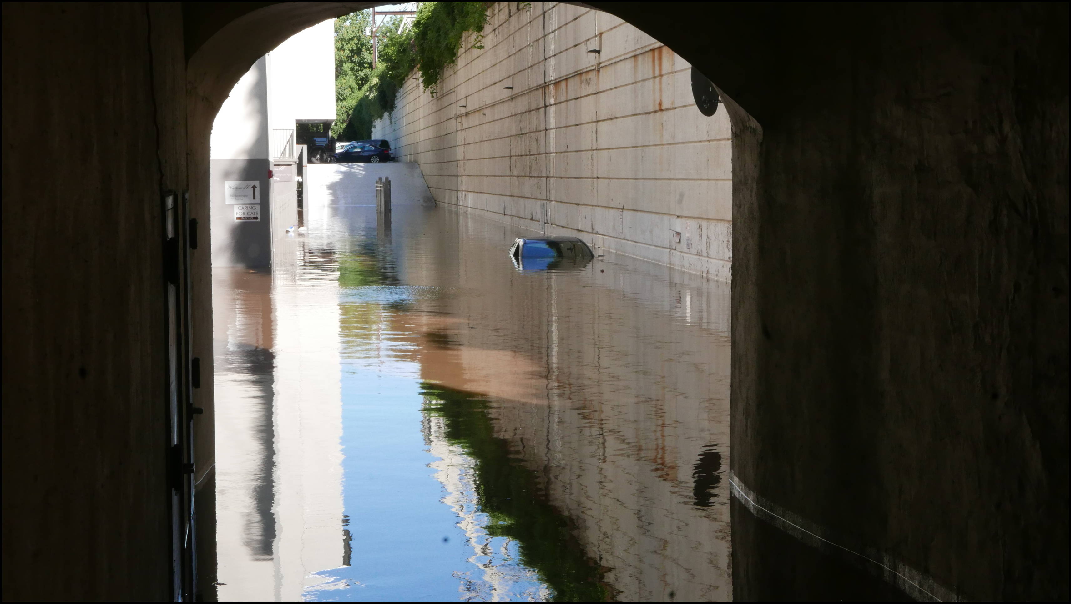 Leverington and Main -- Flooded car in Watermill parking lot