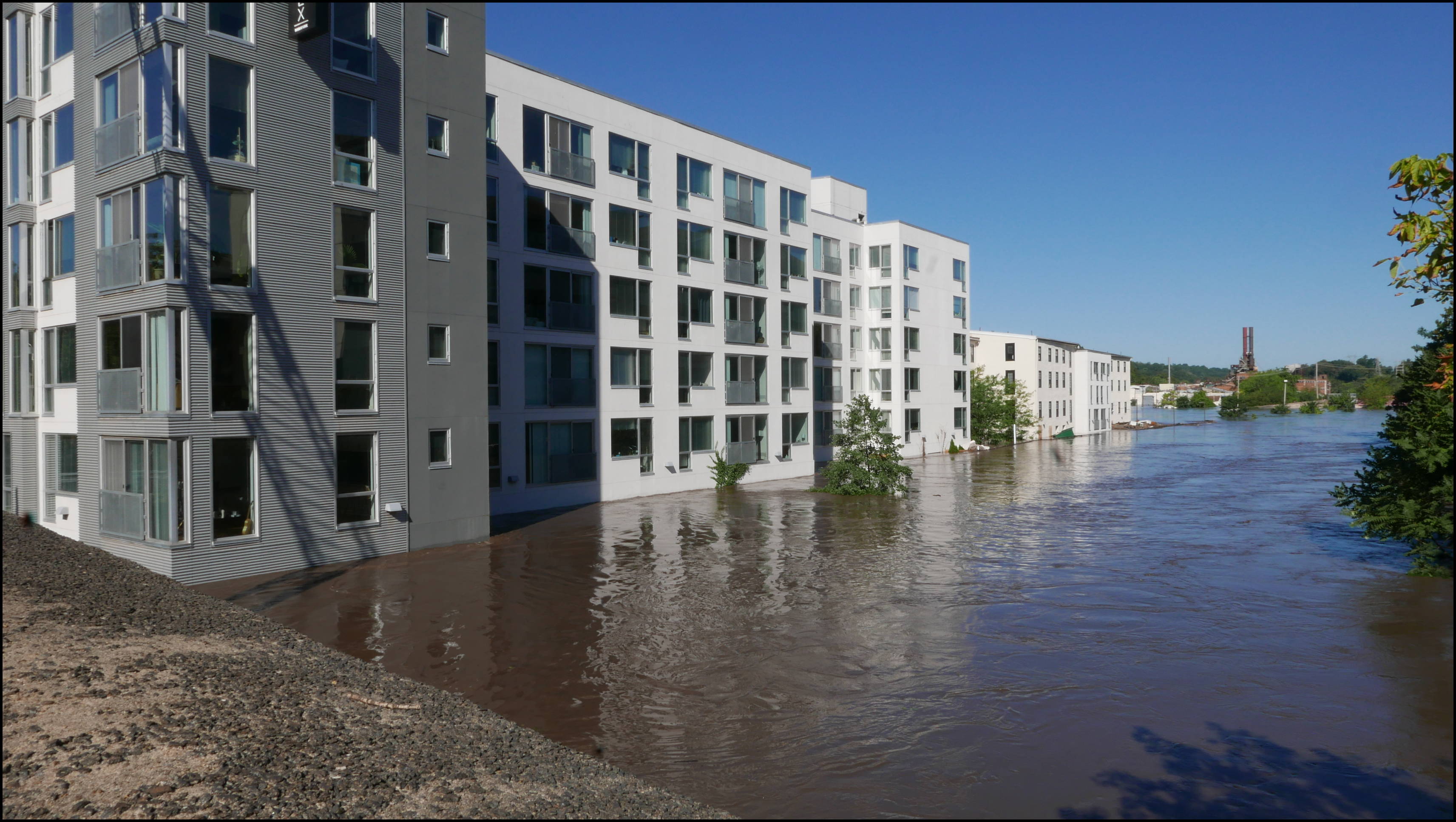 Venice Lofts and the Canal -- There's a parking lot under the building. I usually get pictures of flooded cars but now the garage is completely covered.