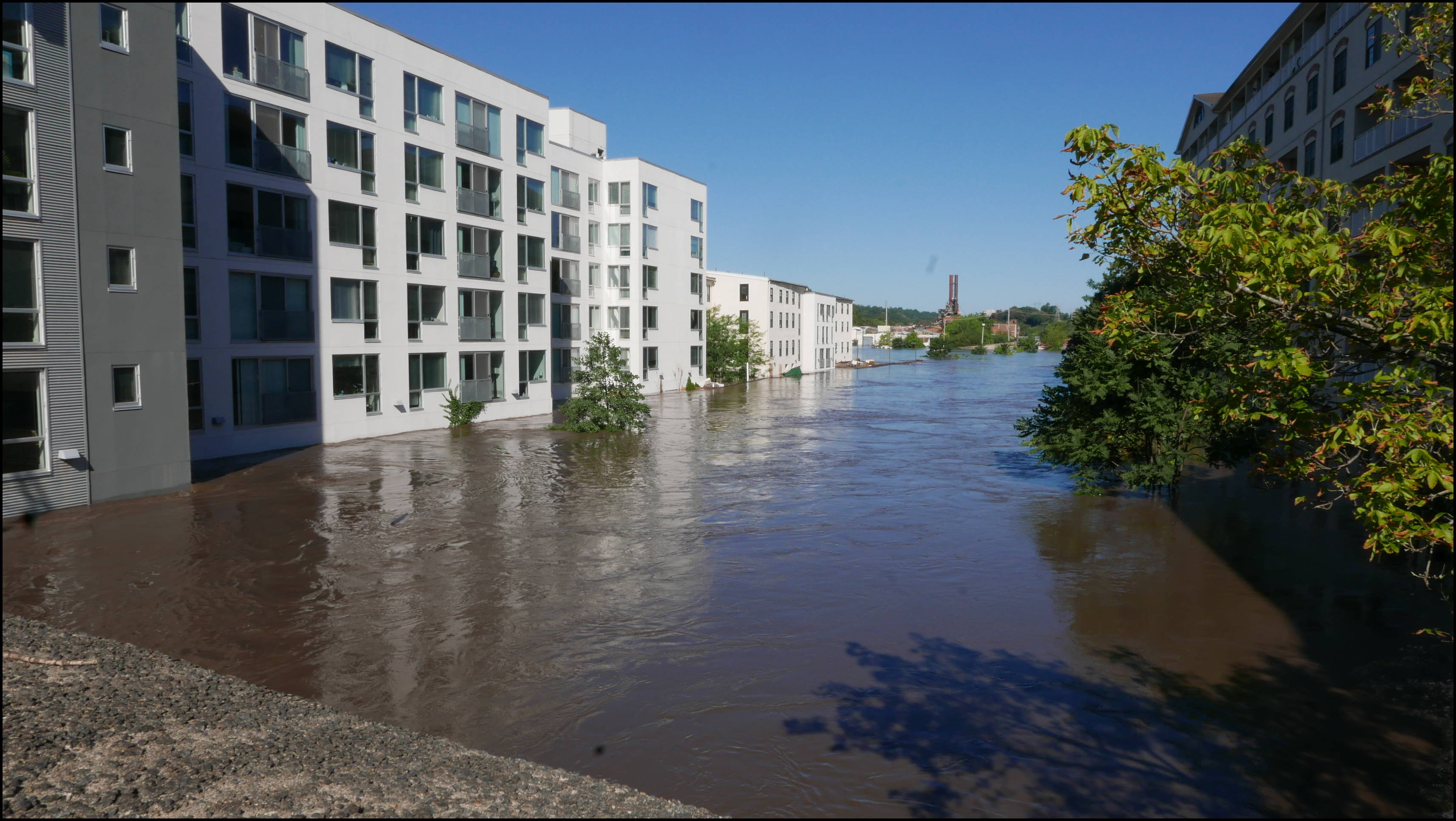 Venice Lofts and the Canal -- There's a parking lot under the building. I usually get pictures of flooded cars but now the garage is completely covered.