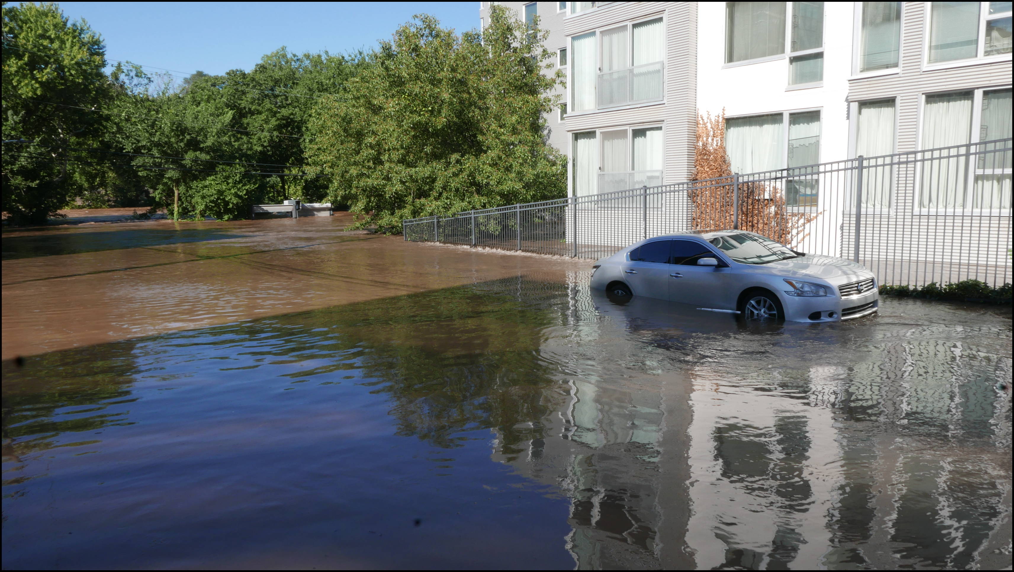 Leverington and Flat Rock Road -- Flooded car