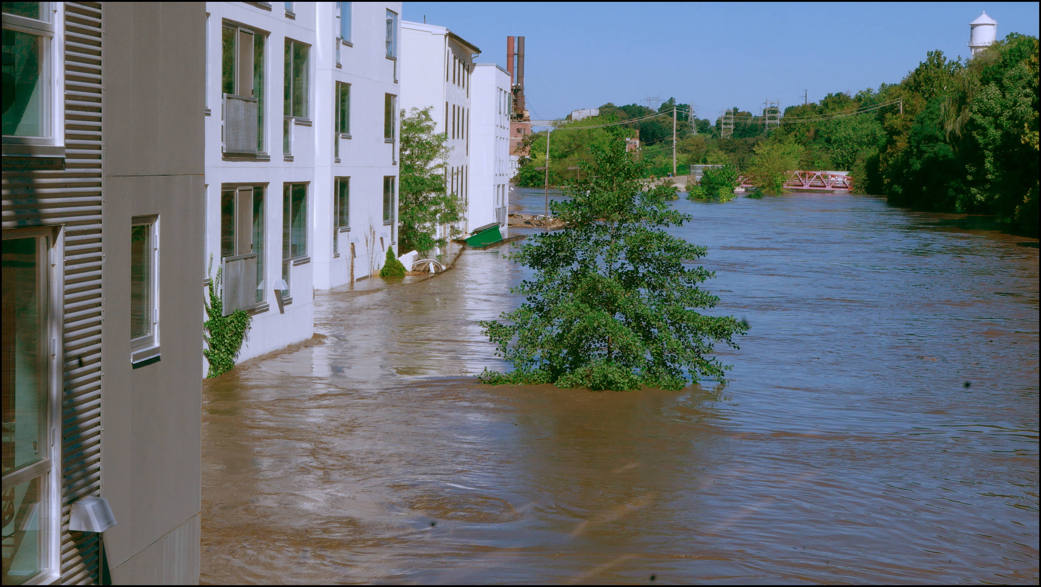 Venice Lofts and the Canal -- There's a parking lot under the building. I usually get pictures of flooded cars but now the garage is completely covered.