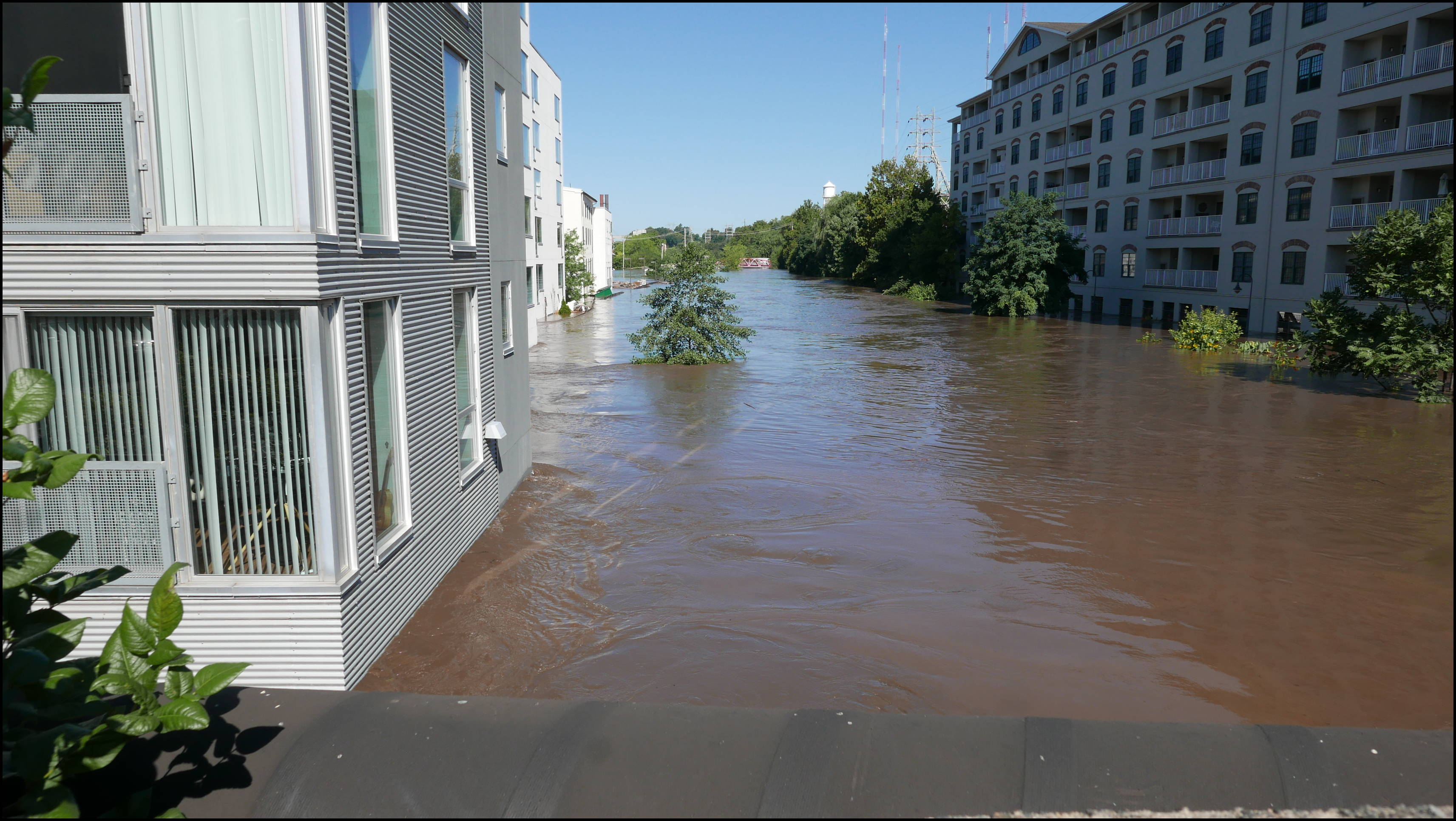 Venice Lofts and the Canal -- There's a parking lot under the building. I usually get pictures of flooded cars but now the garage is completely covered.