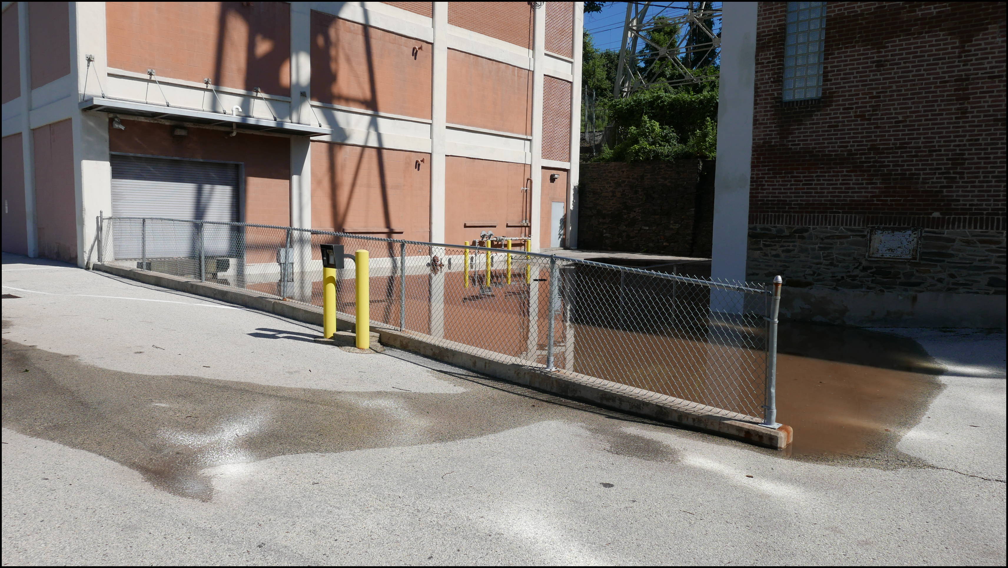 Fountain Street Steps and Flat Rock Road -- That's the river level. Water is coming up through a drain.