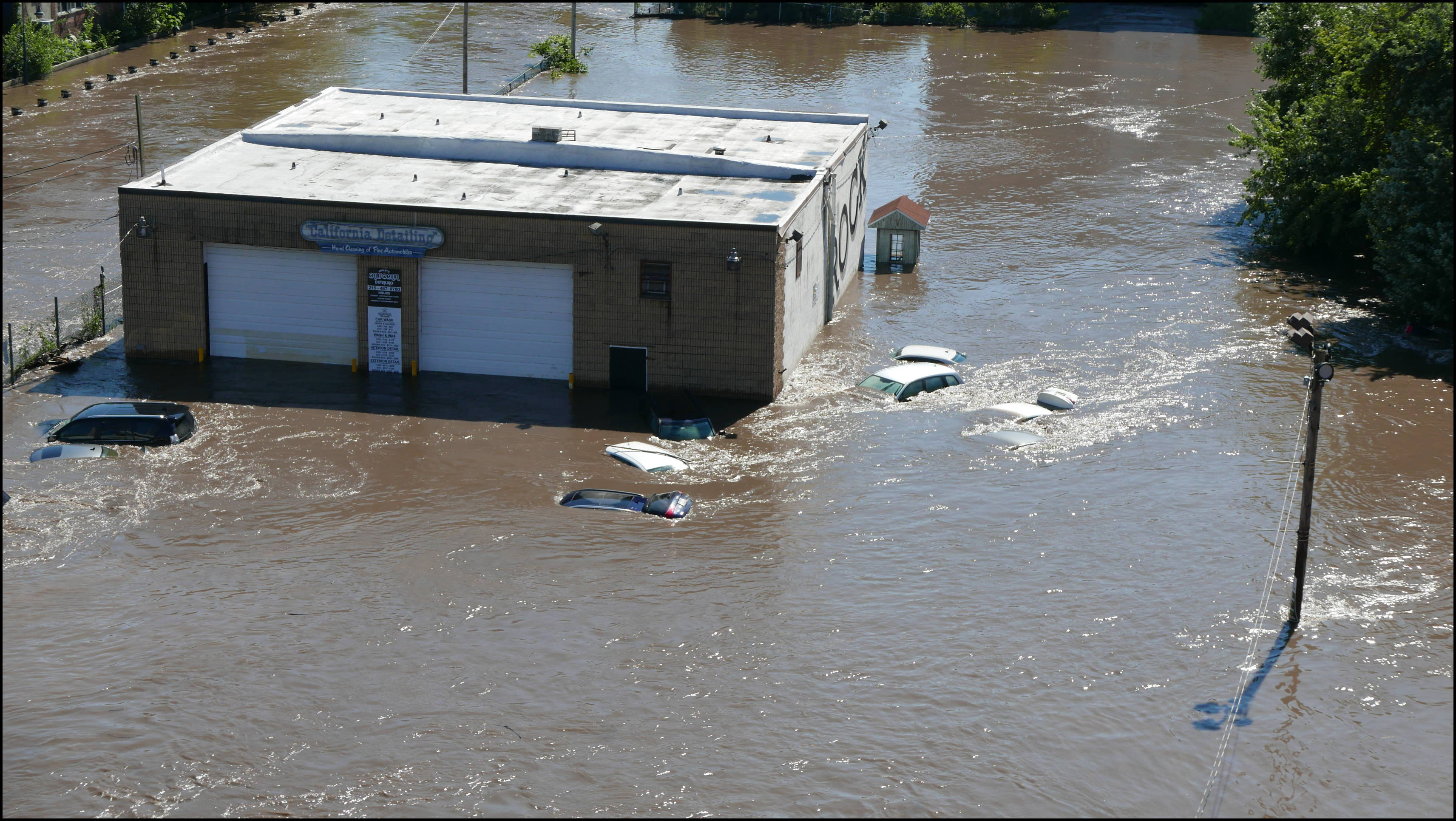 Views from the Manayunk Bridge -- Main Street parking lot. More flooded cars.