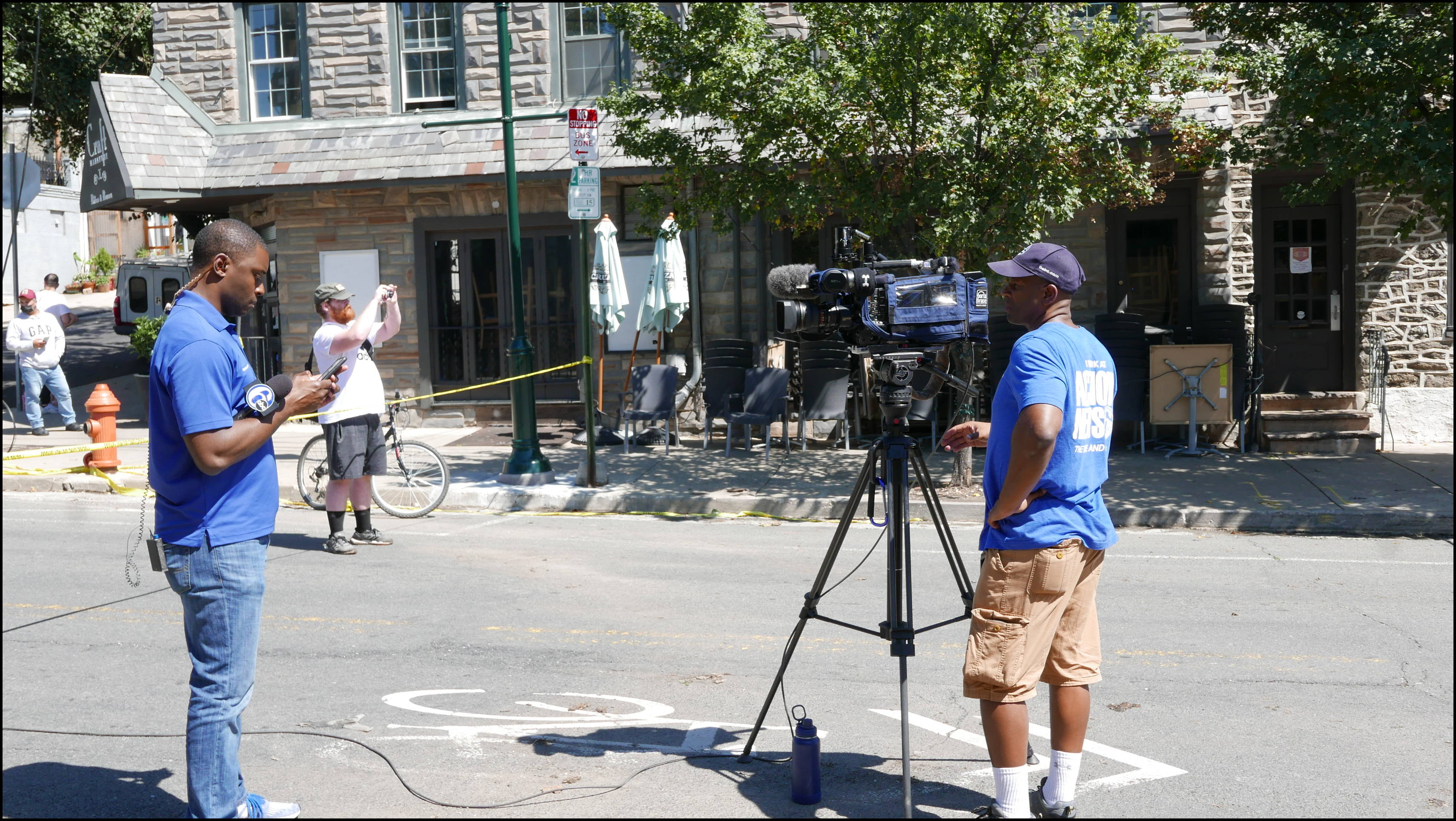 Jamestown looking towards Shurs -- ABC News crew