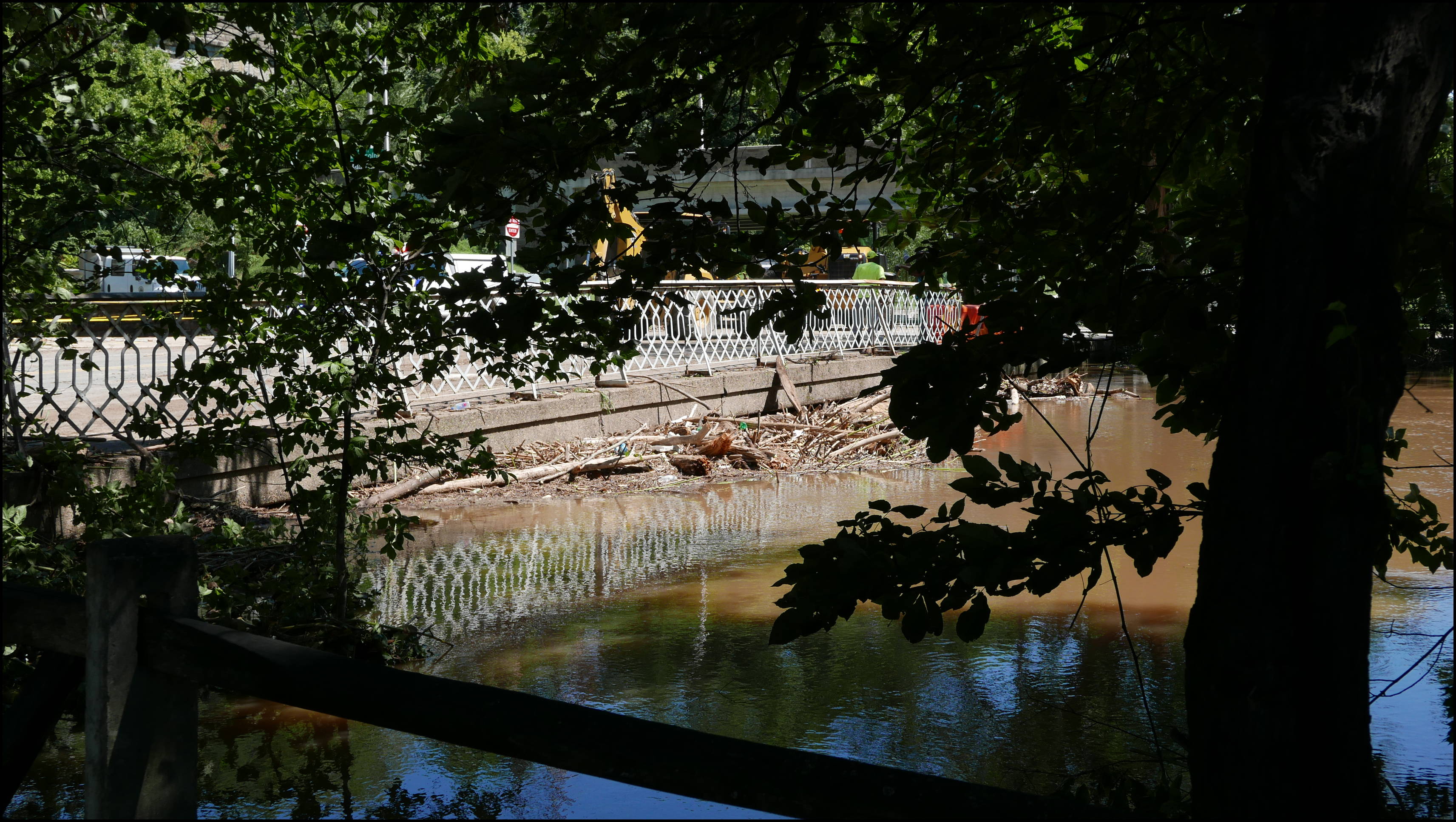 Wissahickon Creek and Ridge Ave (Wissahickon Transfer) -- Debris by bridge