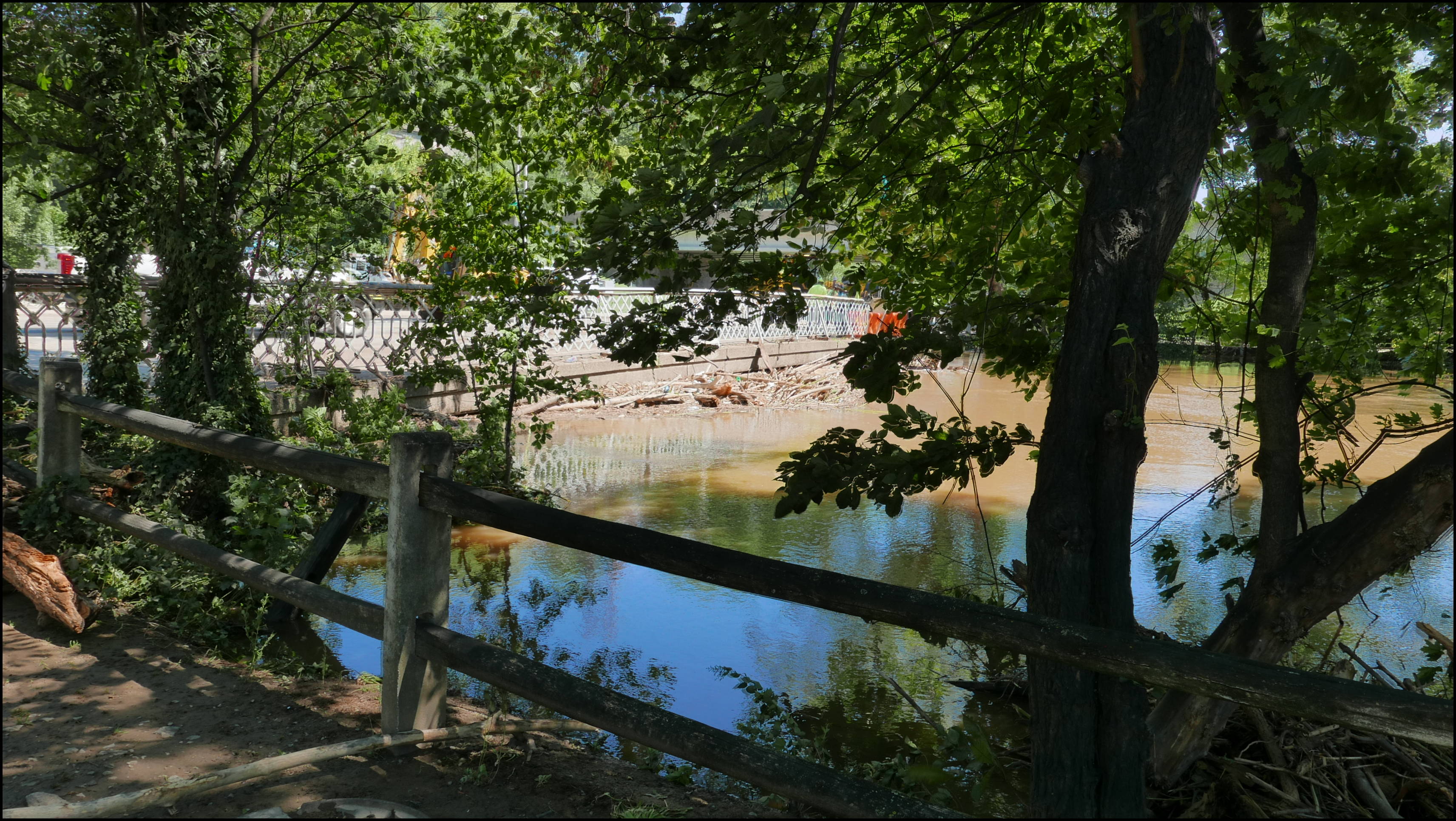 Wissahickon Creek and Ridge Ave (Wissahickon Transfer) -- Debris by bridge