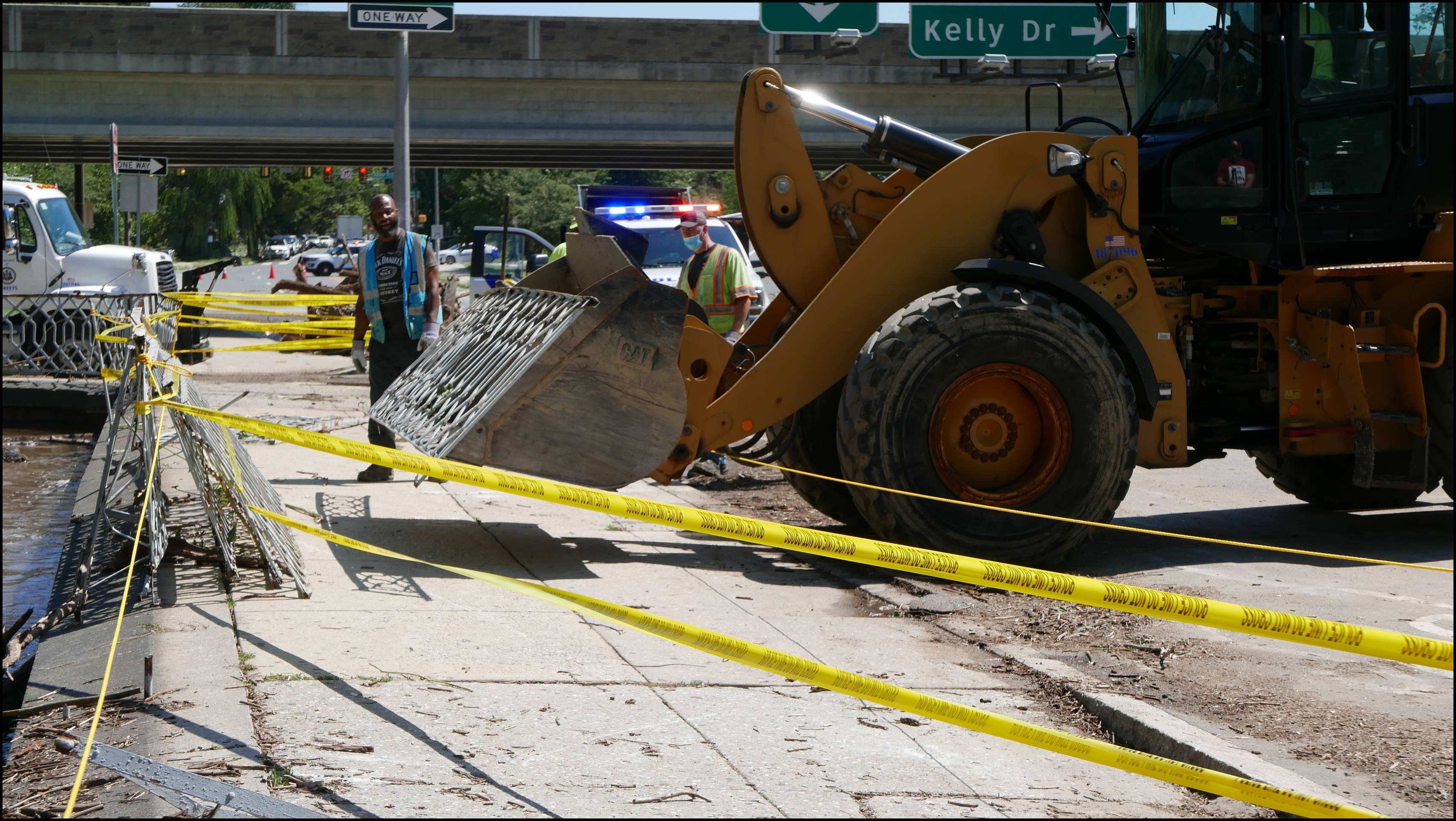 Wissahickon Creek and Ridge Ave (Wissahickon Transfer) -- Debris damaged the railing which is being repaired.