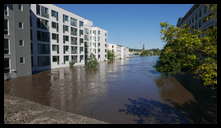 Venice Lofts and the Canal -- There's a parking lot under the building. I usually get pictures of flooded cars but now the garage is completely covered.