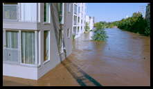 Venice Lofts and the Canal -- There's a parking lot under the building. I usually get pictures of flooded cars but now the garage is completely covered.