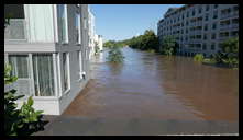 Venice Lofts and the Canal -- There's a parking lot under the building. I usually get pictures of flooded cars but now the garage is completely covered.