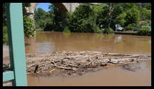 Wissahickon Creek and Ridge Ave (Wissahickon Transfer) -- Debris damaged the railing which is being repaired.