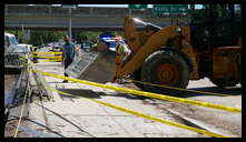 Wissahickon Creek and Ridge Ave (Wissahickon Transfer) -- Debris damaged the railing which is being repaired.