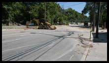 Wissahickon Creek and Ridge Ave (Wissahickon Transfer) -- Debris from Wissahickon Creek overflowing it's banks and over topping the bridge.