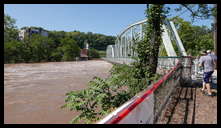 Southern limit of flooding on Main Street -- Bridge to The Royal Athena -- Closed.